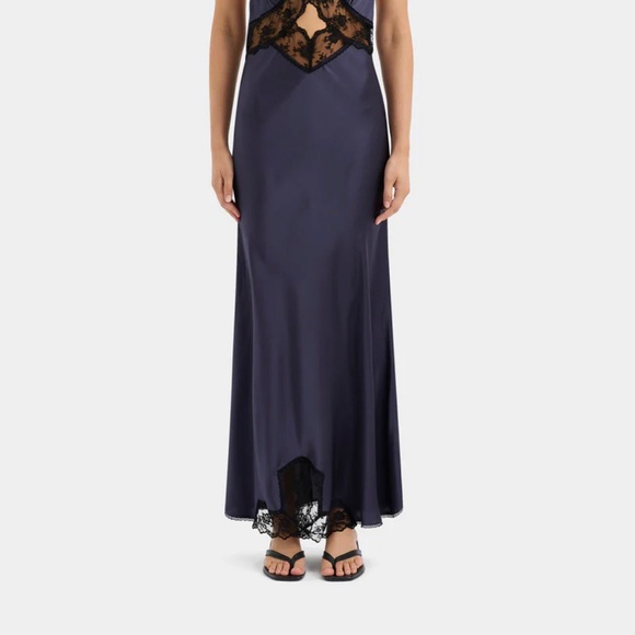 Stunning Sir. The label Aries dress in navy. 
100% silk
Size 4 US 10 
NWT - Picture 6 of 17